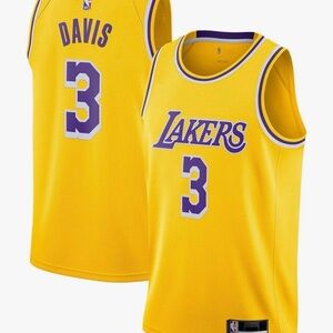Nike Lakers Anthony Davis #3 Gold and Purple Basketball Jersey